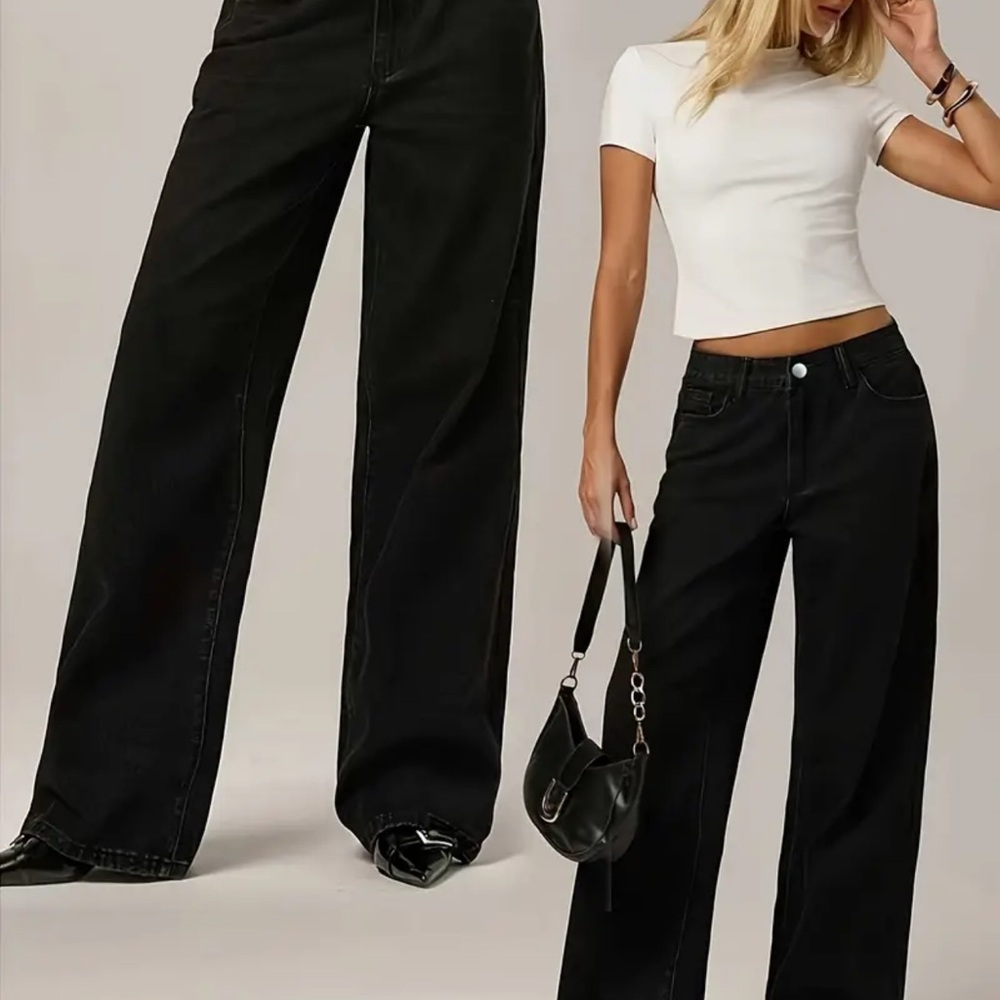 Women's Black Wide-Leg Jeans